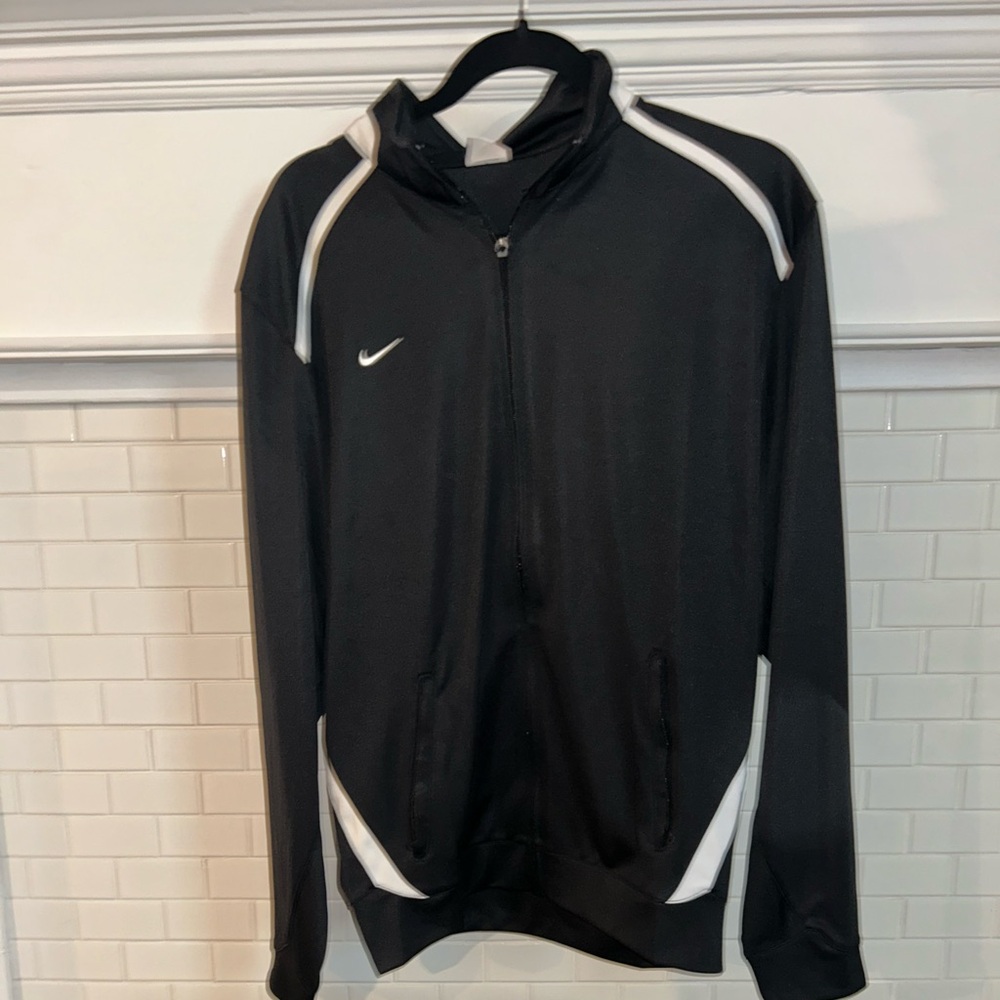 Nike Zip Up Black Jacket with White Details - Men’s Medium